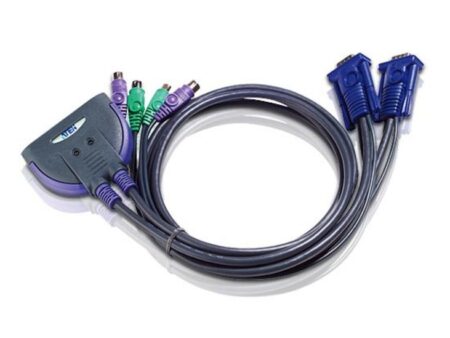 Aten (CS62S) - 2 Port Mini KVM Switch w/0.9M Molded KVM Cable