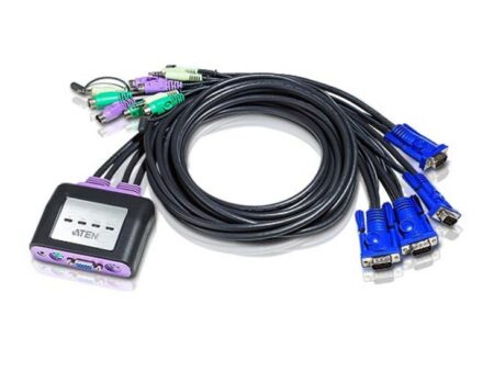 Aten (CS64A) - 4 Port Mini KVM+SPK Switch w/Molded KVM Cable