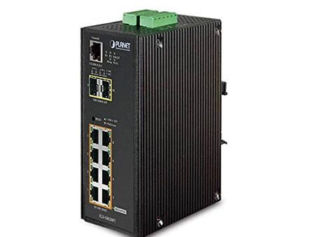 Planet (IGS-10020PT) - IP30 L2/L4 SNMP Manageable 8-Port Gigabit POE(Af) Switch + 2-Port Gigabit SFP Industrial Switch (-40 to 75 C)
