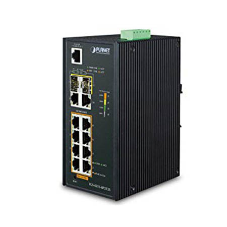 Planet (IGS-4215-8P2T2S) - IP30 Industrial L2/L4 8-Port 10/100/1000T 802.3at PoE + 2-Port 10/100/100T + 2-Port 100/1000X SFP Managed Switch (-40~75 degrees C), dual redundant power input on 48~56VDC terminal block, SNMPv3, 802.1Q VLAN, IGMP Snooping, SSL, SSH, ACL