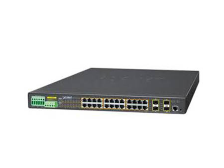 Planet (IGS-5225-24P4S) - IP30 19" Rack Mountable Industrial L2+/L4 Managed Ethernet Switch, 24*1000T 802.3at PoE with 4 shared 100/1000X SFP (-40 - 75 C, 2 DC, DIDO, ERPS Ring, 1588)