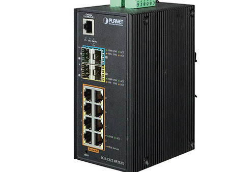 Planet (IGS-5225-8P2S2X) - IP30 Industrial L2+/L4 8-Port 1000T 802.3at PoE+ 2-port 100/1000X SFP + 2-port 10G SFP+ Full Managed Switch (-40 to 75 C, dual redundant power input on 48~56VDC terminal block, DIDO)