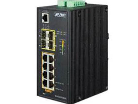 Planet (IGS-5225-8P4S) - IP30 Industrial L2+/L4 8-Port 1000T 802.3at PoE+ 4-port 100/1000X SFP Full Managed Switch (-40 to 75 C, dual redundant power input on 48~56VDC terminal block, DIDO, ERPS Ring Supported, 1588)