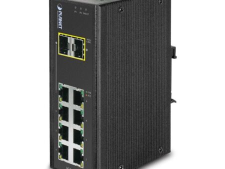 Planet (IGS-802T) - 8-Port 10/100/1000Mbps + 2 SFP Shared Industrial Gigabit Switch with Wide Operating Temperature