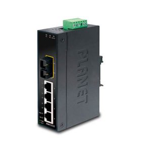 Planet (ISW-511TS15) - IP30 Slim Type 4-Port Industrial Ethernet Switch + 1-Port 100Base-FX(15KM) (-40 - 75 C)