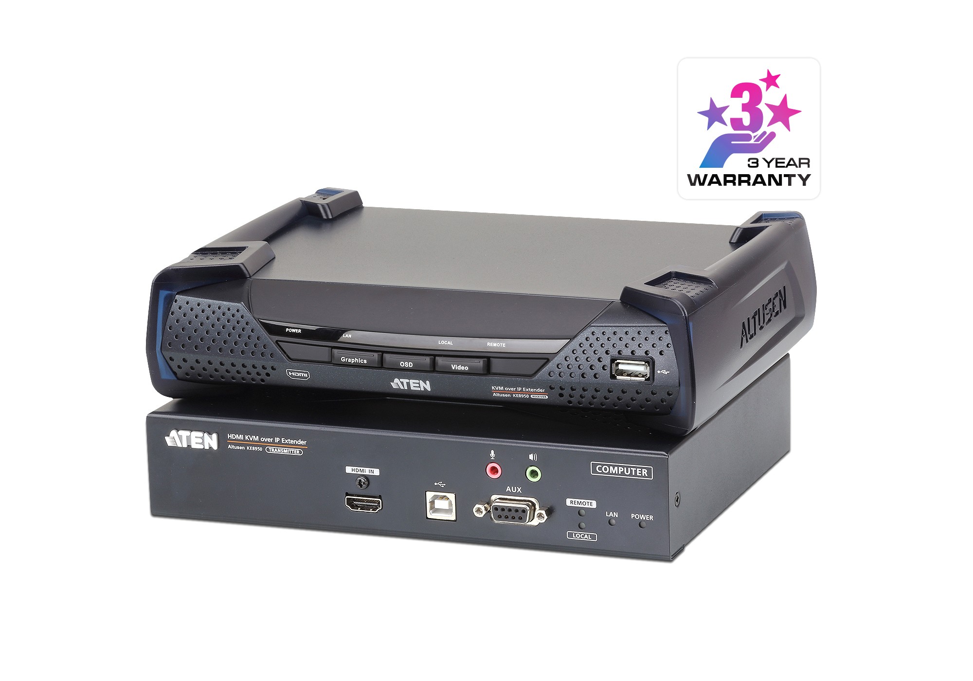 Aten (KE8950) - 4K HDMI KVM Audio Over IP Extender Kit (Transmitter & Receiver)